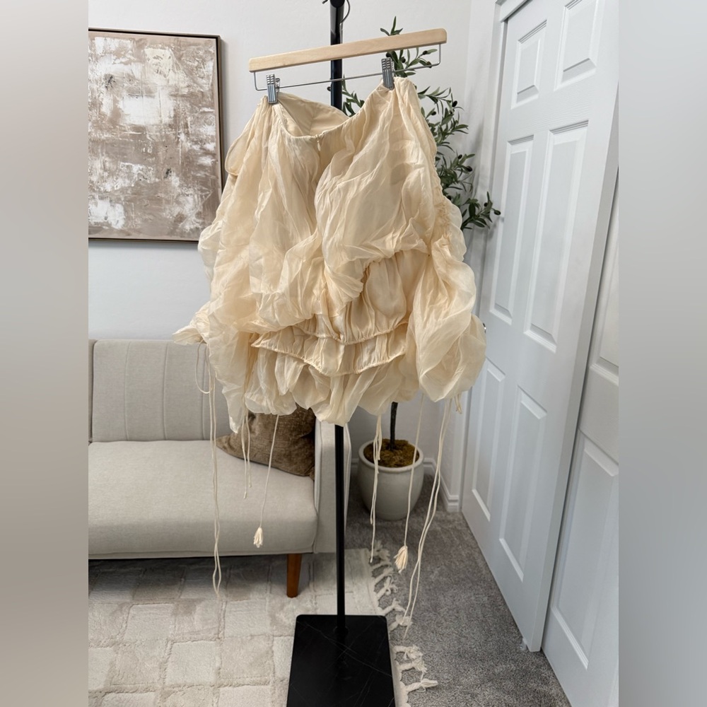 Cream Off-Shoulder Ruffle Dress l - Picture 3 of 4